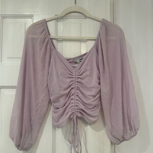 Fashion Nova Lilac Women’s Ruched Sheer Long Sleeve Blouse